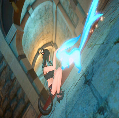 Kiana greeting her new friend, Bubble the carbuncle. Kiana greeting her new friend, Bubble the carbuncle.