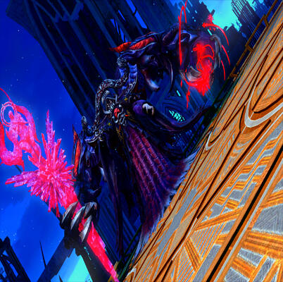 Emet-Selch, or rather Hades, transformed and ready to fight against the Warrior and her friends.