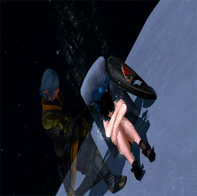 Kiana being comforted by Haurchefant&#39;s spirit as she visits his grave, feeling lonely.
